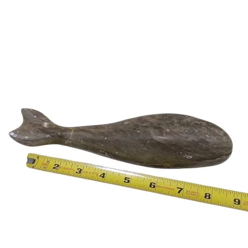 1960s Artist Dimu Soapstone Whale Carved‎ Stone Sculpture Figurine Collectible